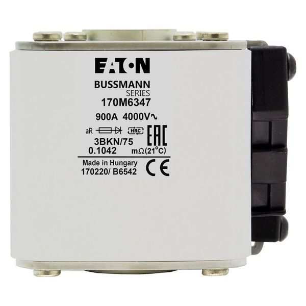 Fuse-link, high speed, 900 A, AC 1000 V, size 3, 76 x 92 x 76 mm, aR, IEC, UL, single indicator image 17