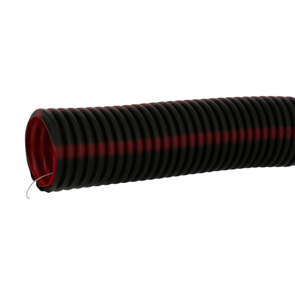 Tube conduit for pipes Ø75mm long with wire pullers for high currents - black with red stripes image 1