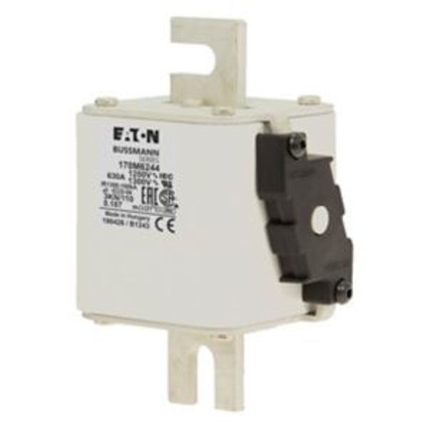 Fuse-link, high speed, 630 A, AC 1250 V, size 3, 76 x 92 x 139 mm, aR, DIN, IEC, single indicator image 6