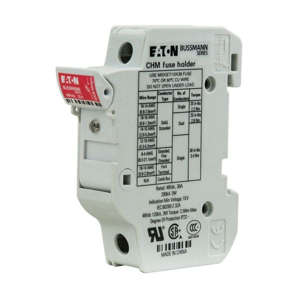 Eaton Bussmann series CHM modular fuse holder, 48 Vdc (UL), 48 Vdc (IEC), 30A (UL), 32A (IEC), Modular fuse holder, Single-pole image 16