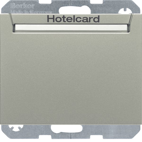 Relay switch centre plate for hotel card, K.5, stainless steel lacq. image 1