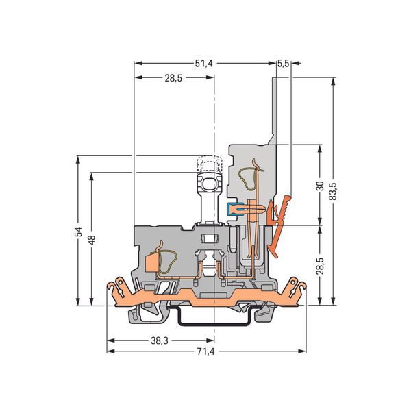 1-conductor/1-pin disconnect carrier terminal block with shield contac image 2