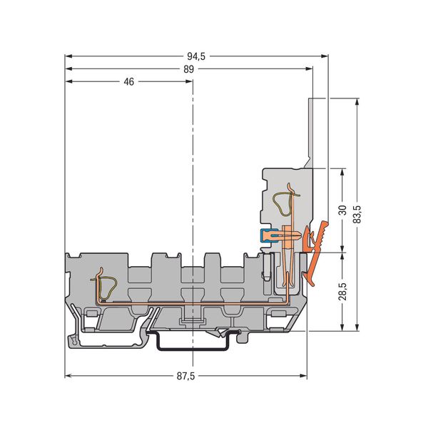 1-conductor/1-pin disconnect carrier terminal block for DIN-rail 35 x image 3