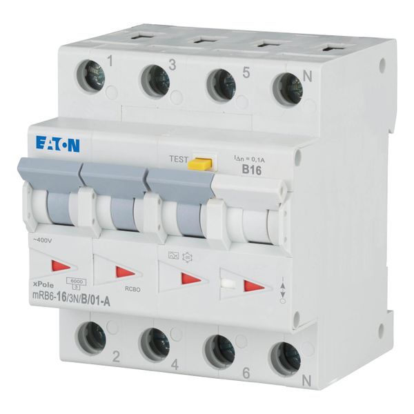 RCD/MCB combination, 16 A, 100 mA, MCB trip characteristic: B, 3p+N, RCD trip characteristic: A image 2