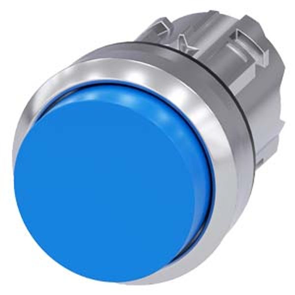 Pushbutton, 22 mm, round, metal, shiny, blue, pushbutton, raised momentary...3SU1050-0BB50-0AA0-Z X90 image 1