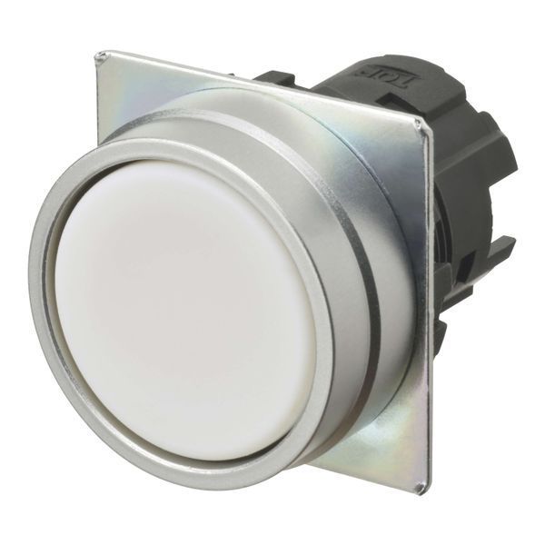 Pushbutton A22NZ Ø22, bezel brushed metal, FLAT, MOMENTARY, CAP COLOR image 1