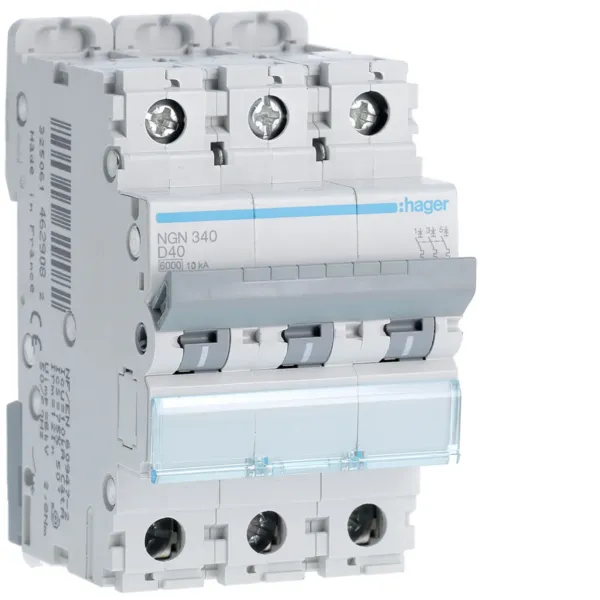 Circuit breaker 3P 40A D 6/10kA 3M image 1