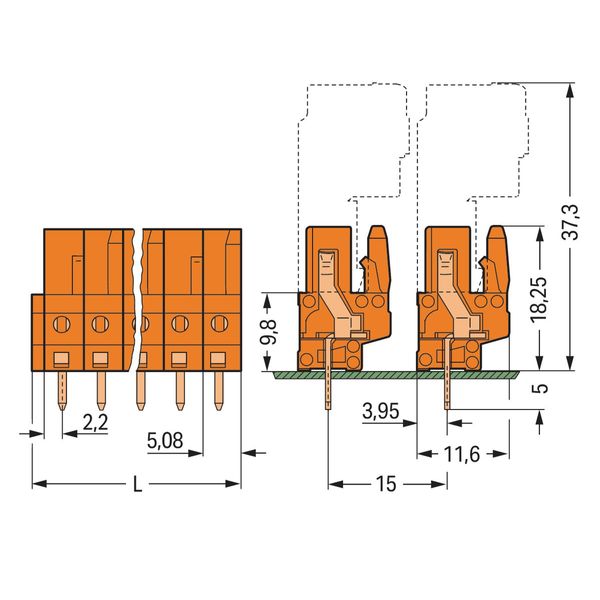 THT female header straight Pin spacing 5.08 mm orange image 4