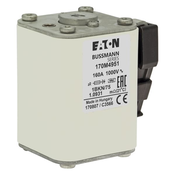 Fuse-link, high speed, 160 A, AC 1000 V, size 1, 52 x 69 x 74 mm, aR, IEC, UL, single indicator image 14