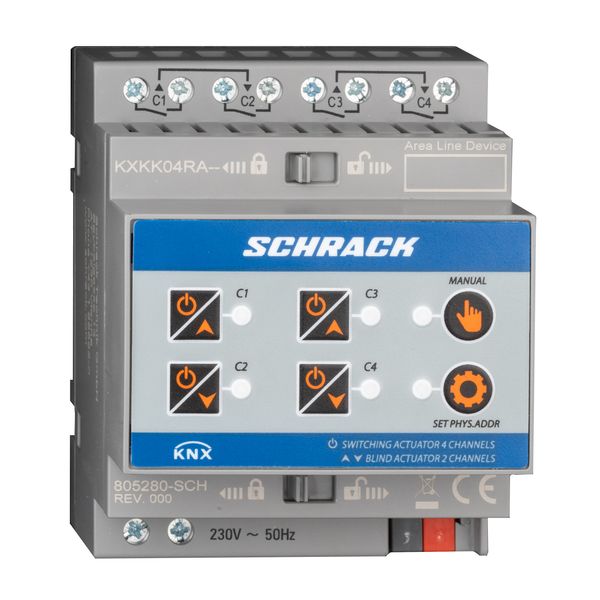 KNX Combi-switching/blind-actuator, 4/2-gang, 16A, 230V AC image 1