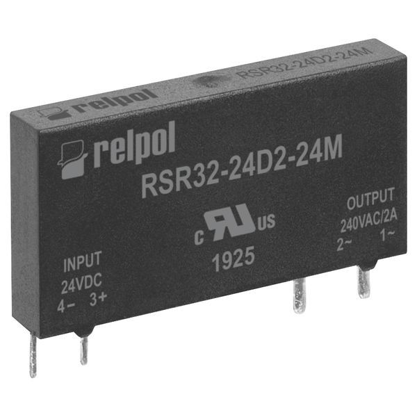 Single-phase sold state relays, miniature RSR32-24D2-24M, zero-crossing or random-on switching, load voltage 240 V AC, control input DC 24 V, rated load AC1 - 2A/240  V. image 1