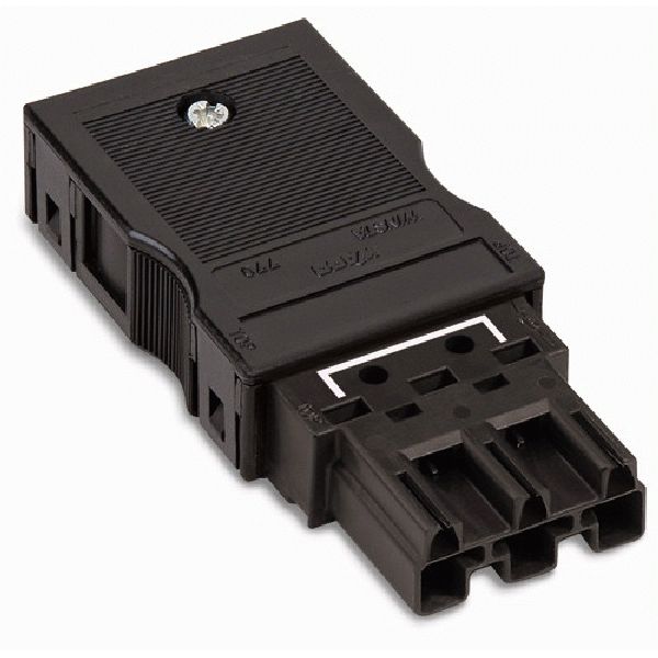 Shorting plug with assembled strain relief housing 3-pole black image 1