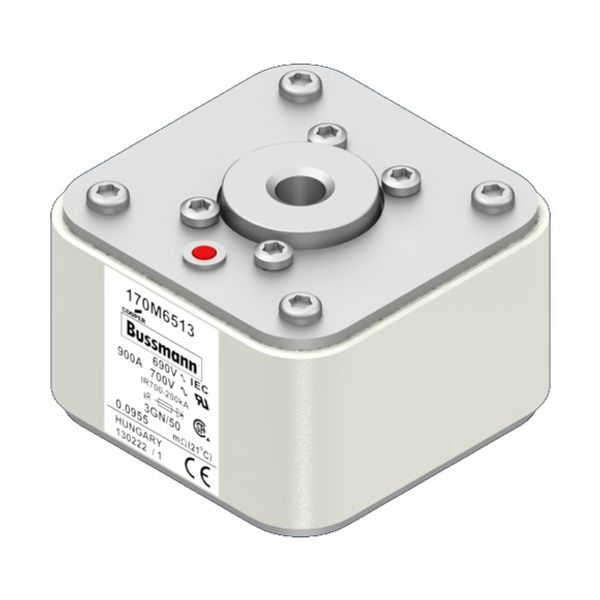 Fuse-link, high speed, 3000 A, AC 200 V, size 3, 76 x 92 x 50 mm, aR, IEC, single indicator image 2