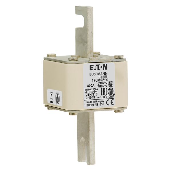 Fuse-link, high speed, 800 A, AC 690 V, DIN 2, 61 x 75 x 138 mm, aR, DIN, IEC, single indicator image 9