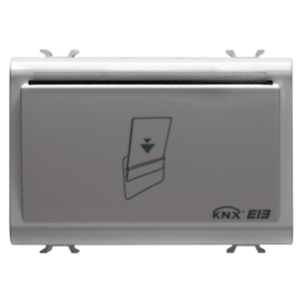 TRANSPONDER CARD HOLDER UNIT - KNX - 12/24Vac/dc - 3 MODULES - TITANIUM - CHORUS image 1