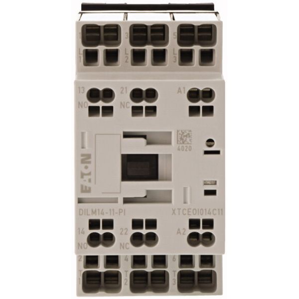 Contactor, 3 pole, 380 V 400 V 6.8 kW, 1 N/O, 1 NC, 110 V 50 Hz, 120 V 60 Hz, AC operation, Push in terminals image 1