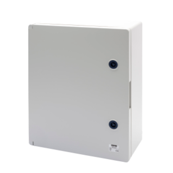 WATERTIGHT BOARD WITH BLANK DOOR FITTED WITH LOCK -  GWPLAST 120 - 396X474X160 - IP55 - GREY RAL 7035 image 1