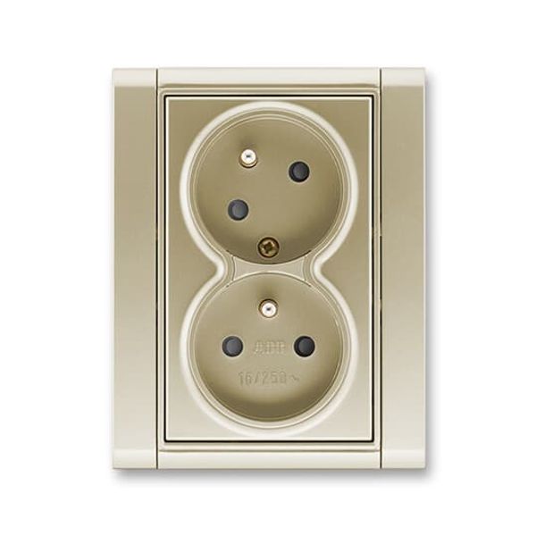 5513F-C02357 33 Double socket outlet with earthing pins, shuttered, with turned upper cavity ; 5513F-C02357 33 image 1