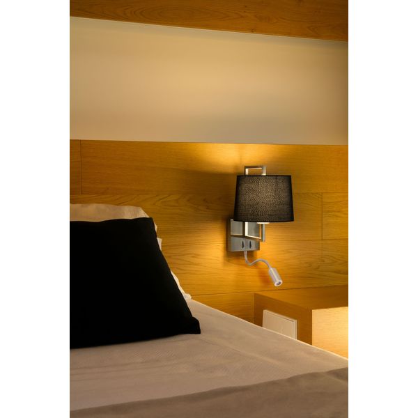 FRAME MATT NICKEL WALL LAMP WITH LED READER BLACK image 2