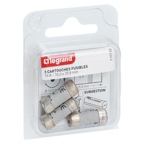 Fuse cartridges for fuse holders - with indicator - 10.3x25.8mm - 10A image 1