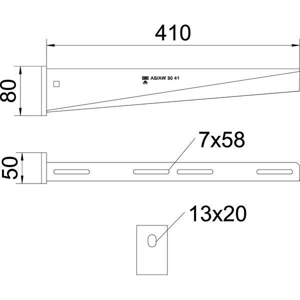 AW 30 41 FT Wall and support bracket with welded head plate B410mm image 2