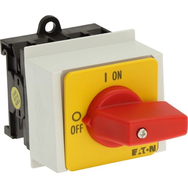 On-Off switch, T0, 20 A, service distribution board mounting, 1 contact unit(s), 2 pole, Emergency switching off function, with red thumb grip and yel image 7