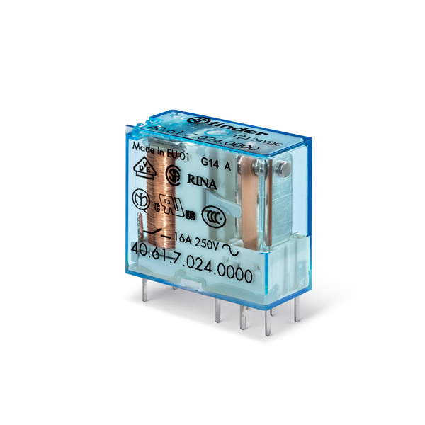 PCB/Plug-in Rel. 5mm.pinning 1CO 16A/5VDC/SEN/AgCdO/wash tight (40.61.7.005.0001) image 1