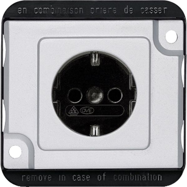 SCHUKO socket-outlet insert w.shutter, screw term., alum., Anti-vandalism image 2