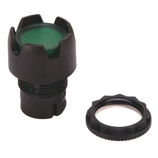 Allen-Bradley, 800FP-LG3, 800F Momentary Push Button -  Plastic, Illuminated, Guarded, Green image 1