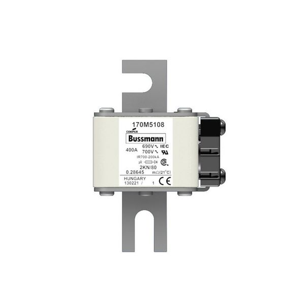 Fuse-link, high speed, 400 A, AC 690 V, size 2, 59 x 77 x 108 mm, aR, IEC, single indicator image 12