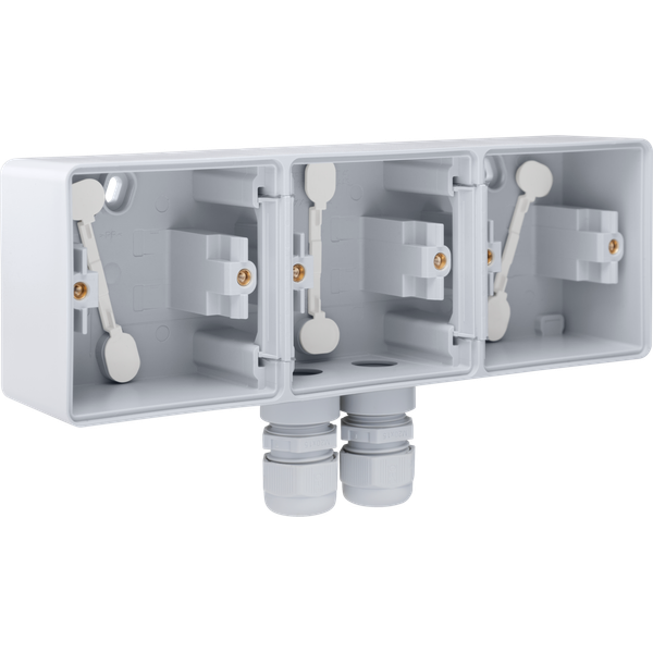 Splashproof horizontal threefold surface-mounting box with one double image 2