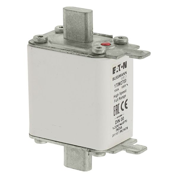 Fuse-link, high speed, 100 A, AC 690 V, DIN 00, 30 x 60 x 79 mm, gR, DIN, IEC, single indicator image 24