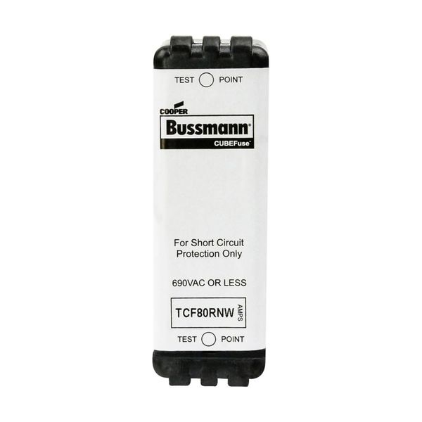 Eaton Bussmann series TCF fuse, Finger safe, 690 Vac, 80A, 30kA, Non-Indicating, Time delay, inrush current withstand, Class CF, CUBEFuse, Glass filled PES image 2
