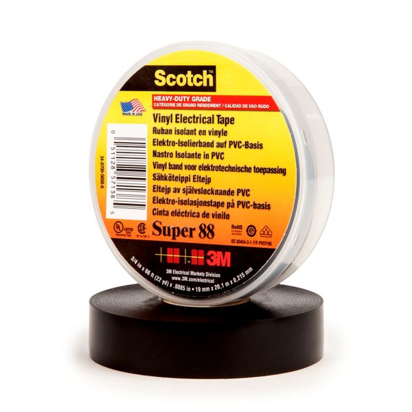 Scotch® Vinyl Electrical Tape Super 88, Black, 19mm x 20m image 1