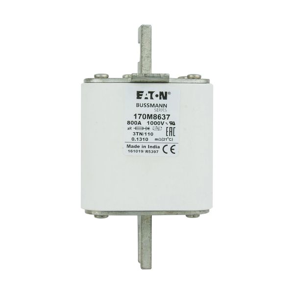 Fuse-link, high speed, 800 A, AC 1000 V, DIN 3, 74 x 90 x 139 mm, aR, DIN, IEC, single indicator image 9