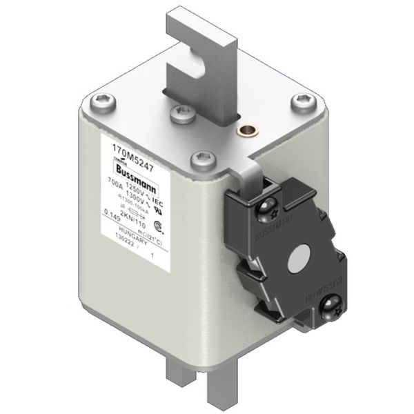 Fuse-link, high speed, 700 A, AC 1250 V, size 2, 61 x 77 x 138 mm, aR, DIN, IEC, single indicator image 2