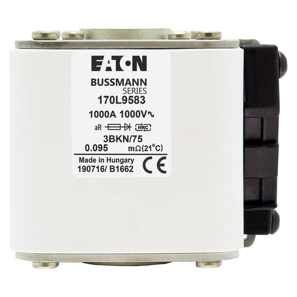 Fuse-link, high speed, 1000 A, AC 1000 V, Size 3, 76 x 92 x 75 mm, aR, IEC,  single indicator image 15