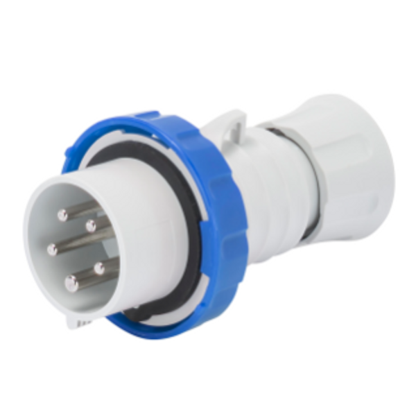 STRAIGHT PLUG HP - WITH FASE INVERTER - IP66/IP67/IP68/IP69 - 3P+E 16A 200-250V - BLUE - 9H - SCREW WIRING image 1