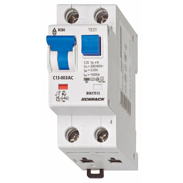 Combined MCB/RCD (RCBO) C13/1+N/30mA/Type AC image 1