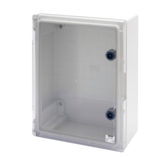 WATERTIGHT BOARD WITH TRANSPARENT DOOR FITTED WITH LOCK - GWPLAST 120 - 316X396X160 - IP55 - GREY RAL 7035 image 1