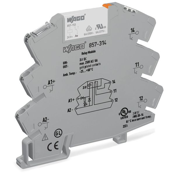 857-314 Relay module; Nominal input voltage: 24 VDC; 1 changeover contact image 2