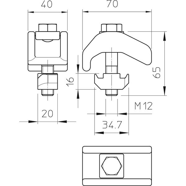 TKH-S-30 ZL Tensioning claw, heavy with sliding nut M12x65 image 2