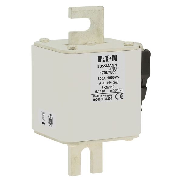 Fuse-link, high speed, 800 A, AC 1000 V, Size 3, 74 x 92 x 141 mm, aR, IEC, single indicator image 6