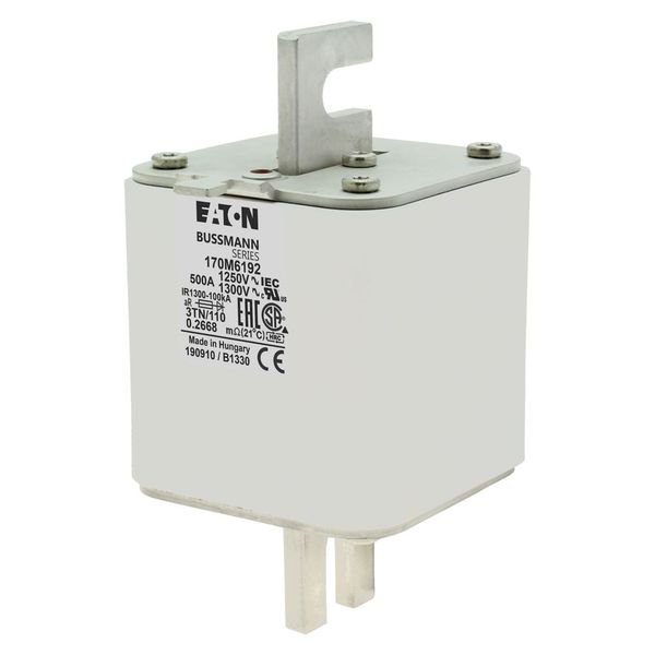 Fuse-link, high speed, 500 A, AC 1250 V, size 3, 76 x 90 x 139 mm, aR, DIN, IEC, type T indicator image 8