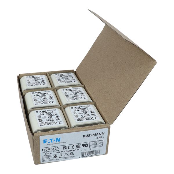 Fuse-link, high speed, 630 A, AC 690 V, compact size 1, 45 x 59 x 51 mm, aR, IEC, UL, single indicator image 26