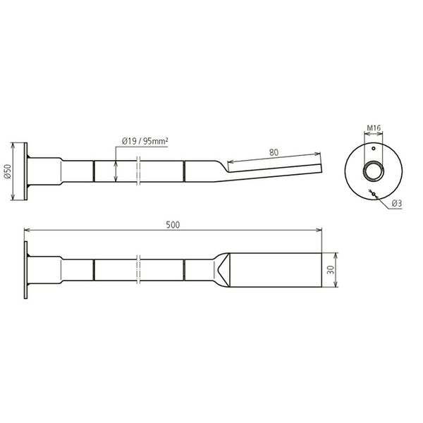 Copper cable earthing bridge H07V-K w. conn. plate M16 and lug 80X30mm image 2