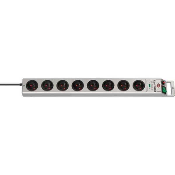 Super-Solid 13.500A extension lead with surge protection 8-way silver 2,5m H05VV-F 3G1,5 *FR* image 1