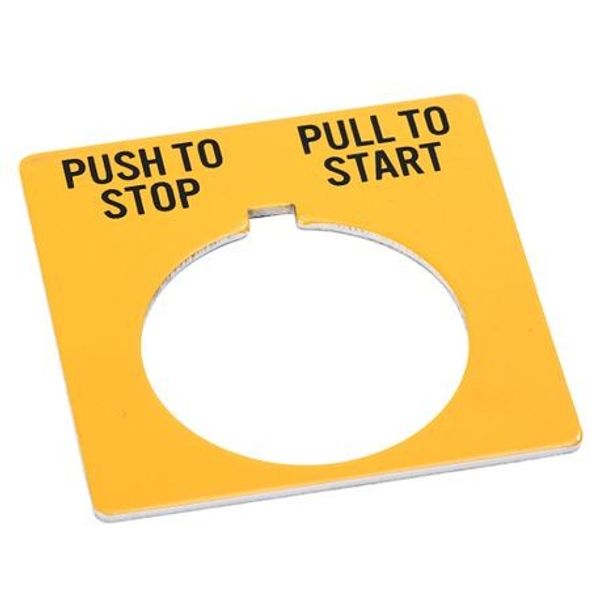 Allen-Bradley, 800T-X618Y, 800T Legend PlatePush-To-Stop/Pull-To-Start, Yellow image 1