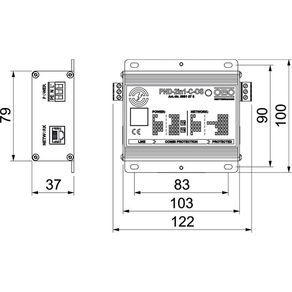 PND-2in1-C-OS Combined prot. device 2in1 for analogue CCTV applications 230V image 2