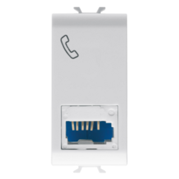 BRITISH STANDARD TELEPHONE SOCKET - 6 CONTACTS - SCREW-ON TERMINALS - 1 MODULE - GLOSSY WHITE - CHORUSMART image 1